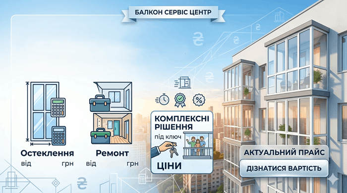 Ціни на ремонт балконів 2026